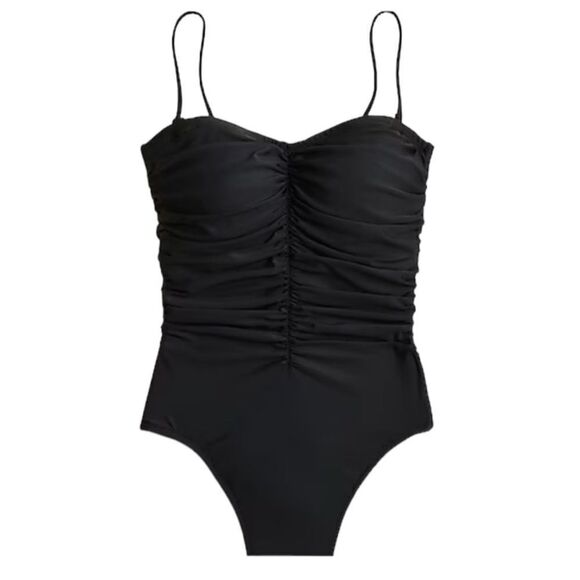 J Crew Swimsuit Size 22 Ruched Sweetheart One Piece Black - Picture 1 of 9